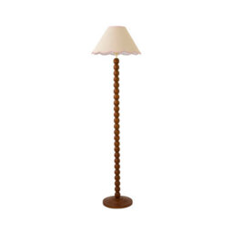 Valuelights Bobbin Pink Trim Linen Shade Walnut Bobble Floor Lamp - thumbnail 6