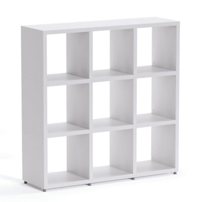 RB UK Boon 9 Cube Shelving Unit Eco-Friendly Bookcase Freestanding Heavy Duty White, Made In Austria (H)1120mm (W)1100mm (D)330mm