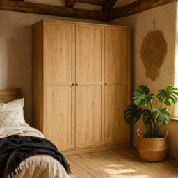 Wyld Haus Cherryfern 3-Door Natural Oak Wardrobe, Matt Finish, Adjustable Interior - thumbnail 1