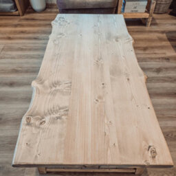 100X40Cm Cara Live Edge Rustic Wooden Coffee Table With Shelf - thumbnail 4