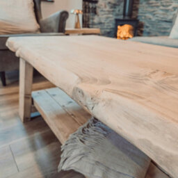 100X40Cm Cara Live Edge Rustic Wooden Coffee Table With Shelf - thumbnail 6