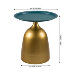 Gold Metal Side Table Deep Teal Tray Top Steel Accent Table Home - thumbnail 2