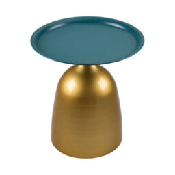 Gold Metal Side Table Deep Teal Tray Top Steel Accent Table Home - thumbnail 6