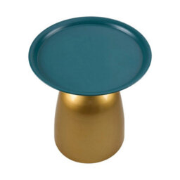 Gold Metal Side Table Deep Teal Tray Top Steel Accent Table Home - thumbnail 4