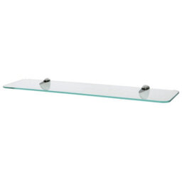 Harbour Housewares Rounded Floating Glass Shelf - 60Cm - Silver Brackets - Bathroom Shower Storage Vanity Display Unit Shelf - thumbnail 1