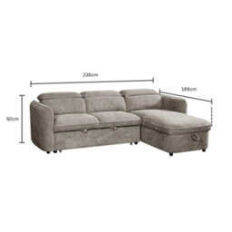 Beehive Furniture Corfu - Universal Corner Sofa Bed - Grey Upholstered Corner Couch - thumbnail 2