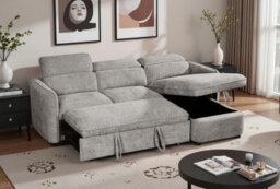 Beehive Furniture Corfu - Universal Corner Sofa Bed - Grey Upholstered Corner Couch - thumbnail 6
