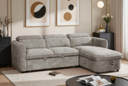 Beehive Furniture Corfu - Universal Corner Sofa Bed - Grey Upholstered Corner Couch - thumbnail 4