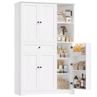 White Kitchen Cupboard Kitchen Cabinet With Spice Rack Pantry Sideboard 173X104X40Cm - image 1