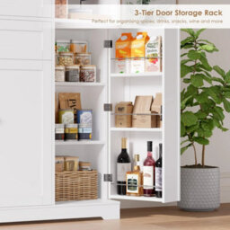 White Kitchen Cupboard Kitchen Cabinet With Spice Rack Pantry Sideboard 173X104X40Cm - thumbnail 6