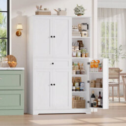 White Kitchen Cupboard Kitchen Cabinet With Spice Rack Pantry Sideboard 173X104X40Cm - thumbnail 3