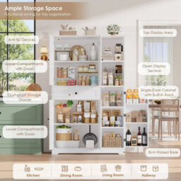 White Kitchen Cupboard Kitchen Cabinet With Spice Rack Pantry Sideboard 173X104X40Cm - thumbnail 4