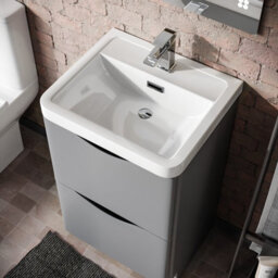 Nes Home 500mm Matte Grey 2 Drawer Freestanding Vanity Basin Cabinet Bathroom - thumbnail 2
