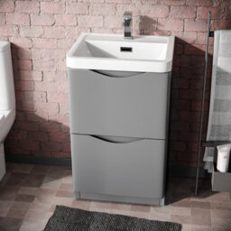 Nes Home 500mm Matte Grey 2 Drawer Freestanding Vanity Basin Cabinet Bathroom - thumbnail 3