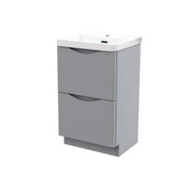 Nes Home 500mm Matte Grey 2 Drawer Freestanding Vanity Basin Cabinet Bathroom - thumbnail 6