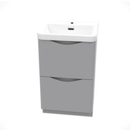 Nes Home 500mm Matte Grey 2 Drawer Freestanding Vanity Basin Cabinet Bathroom - thumbnail 7