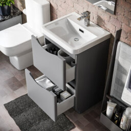 Nes Home 500mm Matte Grey 2 Drawer Freestanding Vanity Basin Cabinet Bathroom - thumbnail 4
