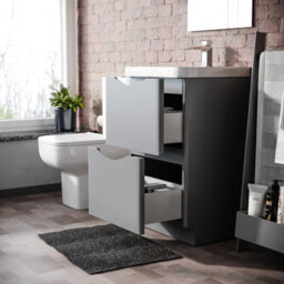 Nes Home 500mm Matte Grey 2 Drawer Freestanding Vanity Basin Cabinet Bathroom - thumbnail 5