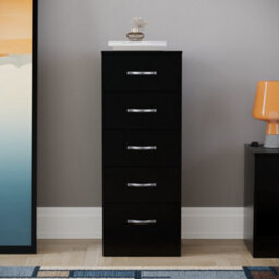 Lassic Vida Designs Riano Black 5 Drawer Narrow Chest (H)900mm (W)345mm (D)360mm - thumbnail 4