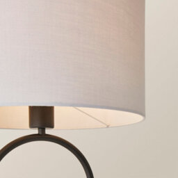 Valuelights Antonia Grey Fabric Drum Lamp Shade Matte Black Oval Table Lamp With Led Bulb - thumbnail 4