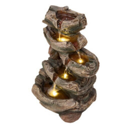 Breeins Faux-Wood Resin Solar Powered Water Fountain Outdoor Gardening Decor, All-Weather Durability - thumbnail 4