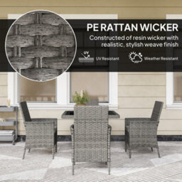 Outsunny 4 Seater Rattan Garden Furniture Set With Cushion, Grey - thumbnail 5