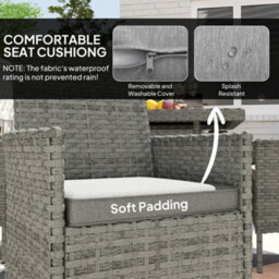 Outsunny 4 Seater Rattan Garden Furniture Set With Cushion, Grey - thumbnail 4