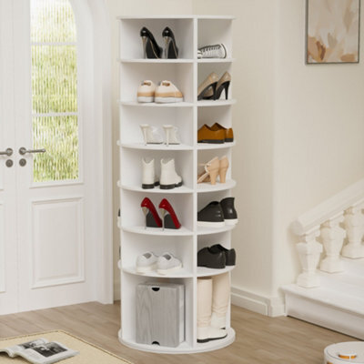 Matteo 7-Tier Rotating Shoe Rack Tower - Spinning Shoe Organizer For 28 Pairs, White - image 1