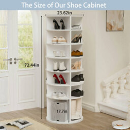 Matteo 7-Tier Rotating Shoe Rack Tower - Spinning Shoe Organizer For 28 Pairs, White - thumbnail 3
