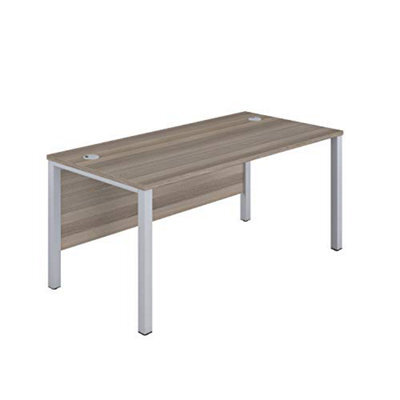 Office Hippo Heavy Duty Rectangular Goalpost Desk, Home Table, Integrated Cable Ports, Pc For Or 5 Yr Wty, Mfc - Grey Oak Top