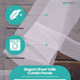 "Neel Blue Voile Curtains Slot Top, 2 Curtains, White - 56"" Width X 81"" Drop" - thumbnail 4