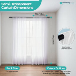 "Neel Blue Voile Curtains Slot Top, 2 Curtains, White - 56"" Width X 81"" Drop" - thumbnail 2