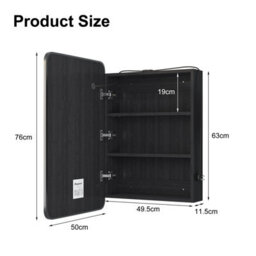 Keepreaper Sleek Lighted Bathroom Mirror Cabinet 3 Color Led With Demister Black Metal Edge Wall Mount Storage Bathroom Cabinet - thumbnail 8