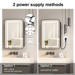 Keepreaper Sleek Lighted Bathroom Mirror Cabinet 3 Color Led With Demister Black Metal Edge Wall Mount Storage Bathroom Cabinet - thumbnail 6