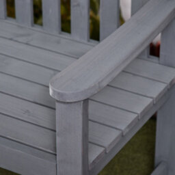 Outsunny 2 Person Garden Bench Wooden Outdoor Furniture With Armrest Grey - thumbnail 8