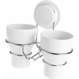 Pp + Abs + 200Cu3 Stainless Steel Wall Mounted Holder For 2 Cups And Toothbrush Holders With Suction Cups, For Toilet And Bathroom - thumbnail 3