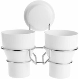 Pp + Abs + 200Cu3 Stainless Steel Wall Mounted Holder For 2 Cups And Toothbrush Holders With Suction Cups, For Toilet And Bathroom - thumbnail 2