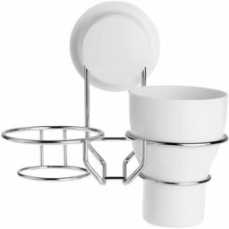 Pp + Abs + 200Cu3 Stainless Steel Wall Mounted Holder For 2 Cups And Toothbrush Holders With Suction Cups, For Toilet And Bathroom - thumbnail 4