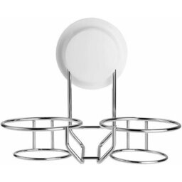 Pp + Abs + 200Cu3 Stainless Steel Wall Mounted Holder For 2 Cups And Toothbrush Holders With Suction Cups, For Toilet And Bathroom - thumbnail 5