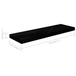 Vidaxl Floating Wall Shelves 4 Pcs High Gloss Black 80X23.5X3.8 Cm Mdf - thumbnail 9