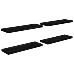 Vidaxl Floating Wall Shelves 4 Pcs High Gloss Black 80X23.5X3.8 Cm Mdf - thumbnail 2