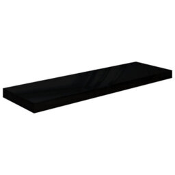 Vidaxl Floating Wall Shelves 4 Pcs High Gloss Black 80X23.5X3.8 Cm Mdf - thumbnail 4