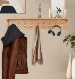 Hallowood Furniture Waverly Large Oak Coat Hanger With Shelf - thumbnail 8