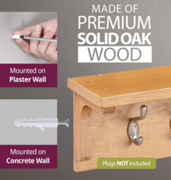 Hallowood Furniture Waverly Large Oak Coat Hanger With Shelf - thumbnail 5
