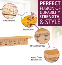 Hallowood Furniture Waverly Large Oak Coat Hanger With Shelf - thumbnail 2