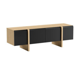 Impact Furniture Large Tv Cabinet Modern Entertainment Unit 160Cm Handleless Oak And Black Storage Low Sideboard Kiznie - thumbnail 3