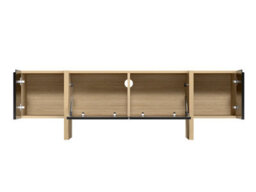 Impact Furniture Large Tv Cabinet Modern Entertainment Unit 160Cm Handleless Oak And Black Storage Low Sideboard Kiznie - thumbnail 6