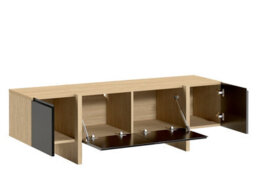 Impact Furniture Large Tv Cabinet Modern Entertainment Unit 160Cm Handleless Oak And Black Storage Low Sideboard Kiznie - thumbnail 4