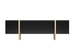 Impact Furniture Large Tv Cabinet Modern Entertainment Unit 160Cm Handleless Oak And Black Storage Low Sideboard Kiznie - thumbnail 5