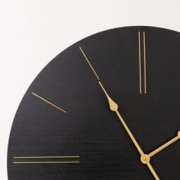 Melody Maison Large Black Wooden Grain & Gold Detailed Wall Clock - 70Cm X 70Cm - thumbnail 2